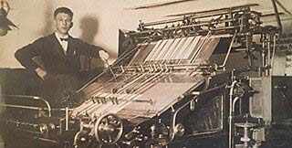 Opa an der Druckmaschine Opa an der Druckmaschine